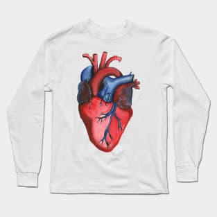 Anatomical Hand Painted Watercolor Heart Long Sleeve T-Shirt